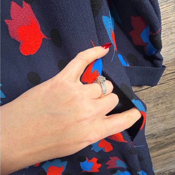 Boden Navy Dress with Red and Blue Floral Pattern - Picture 5 of 10